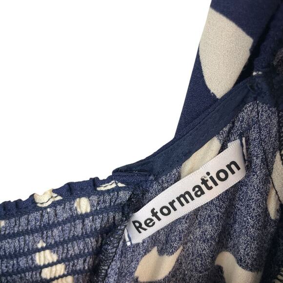 Reformation Cammi Long Sleeve Wrap Skirt Mini Dress Splatter Blue White Size 0 - Picture 2 of 10